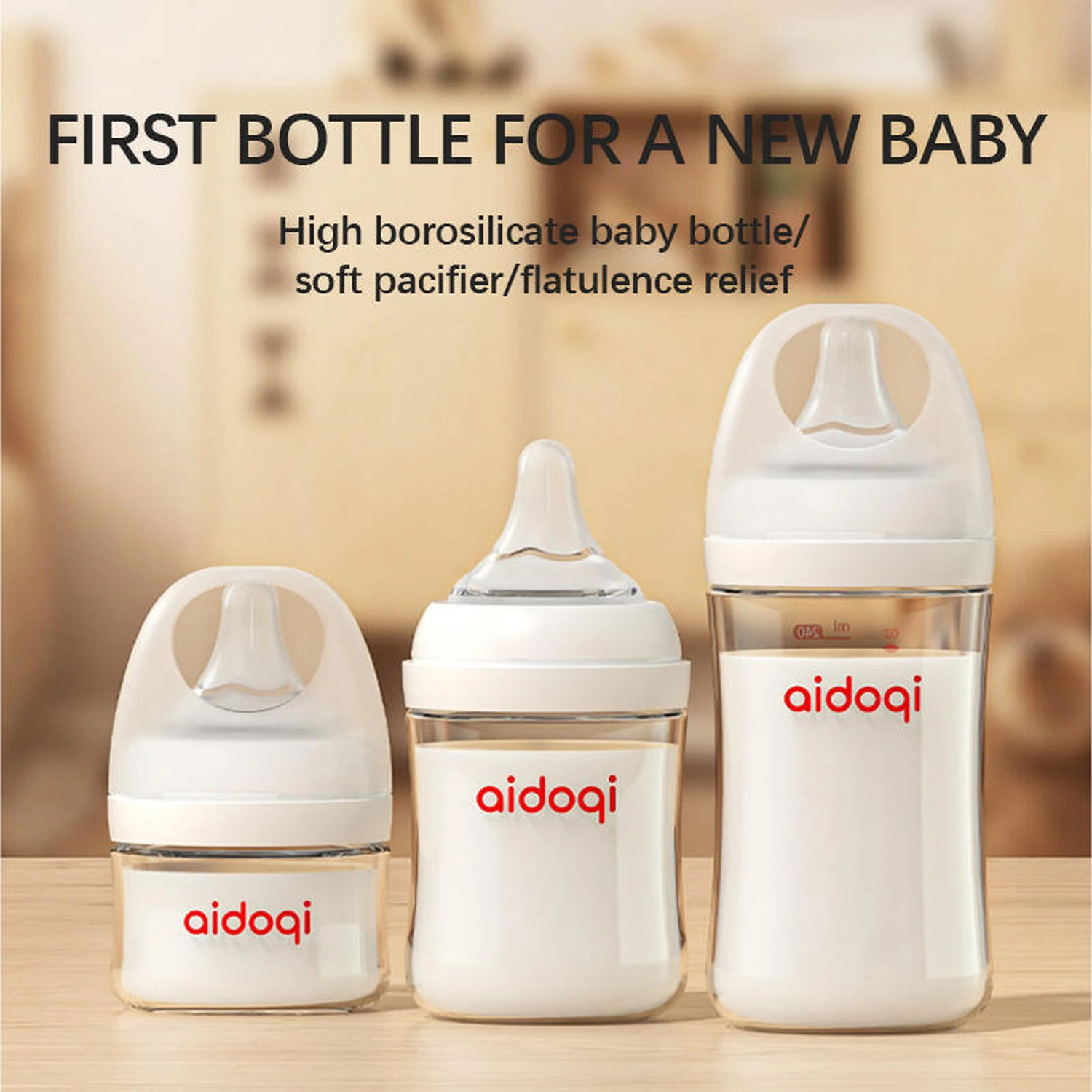 OEM Anti-Colic Glass Baby Feeding Bottle 80ml 160ml 240ml - Image 2