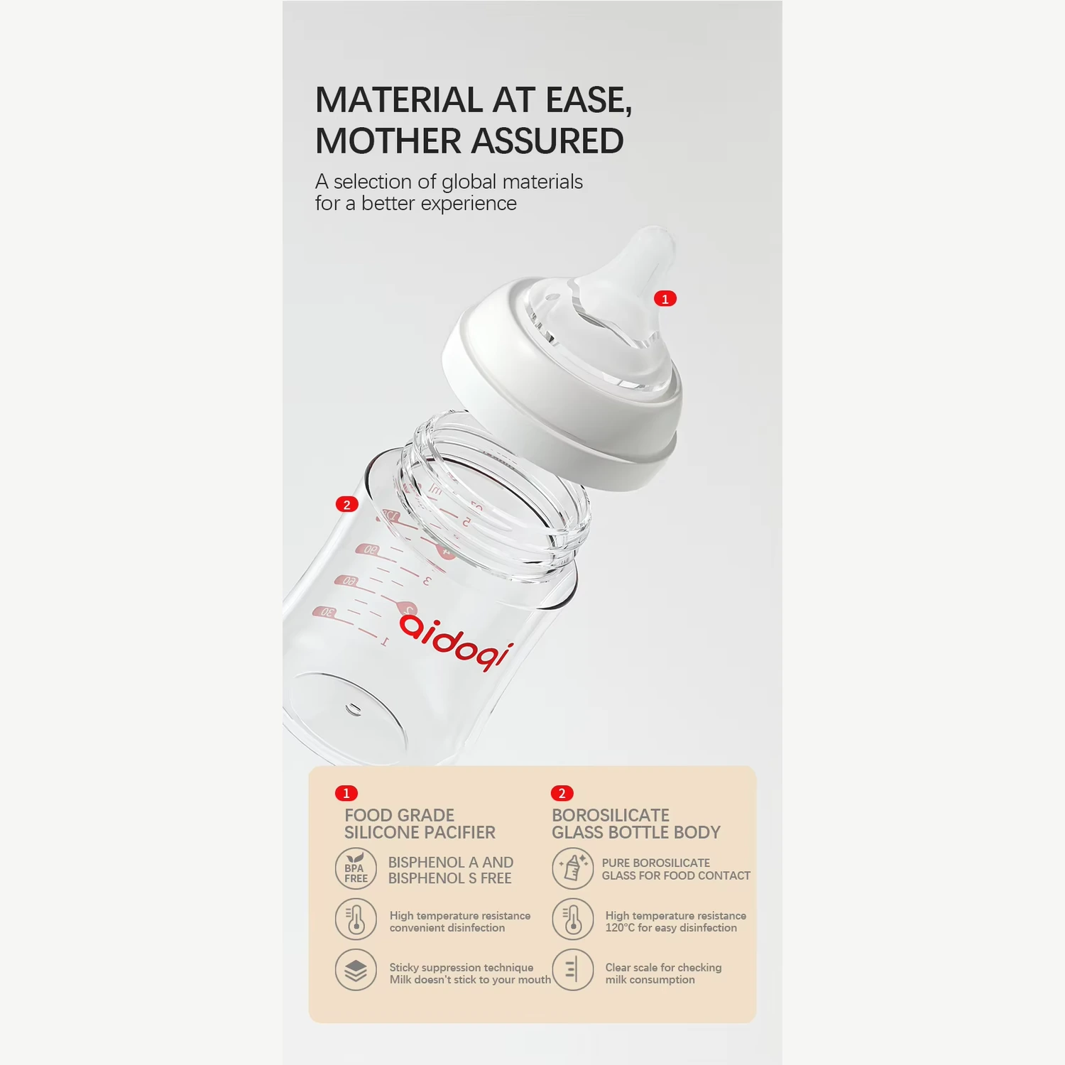 OEM Anti-Colic Glass Baby Feeding Bottle 80ml 160ml 240ml - Image 5