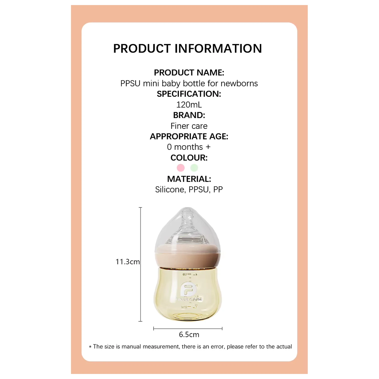 OEM BPA-Free PPSU Anti-Colic Newborn Baby Bottle 120ml - Image 10